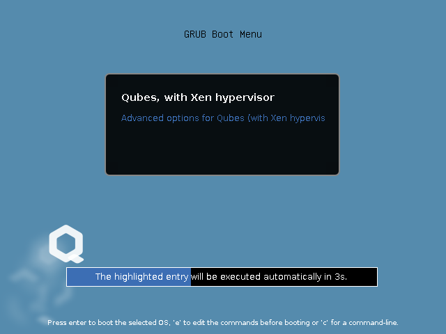 Grub boot menu